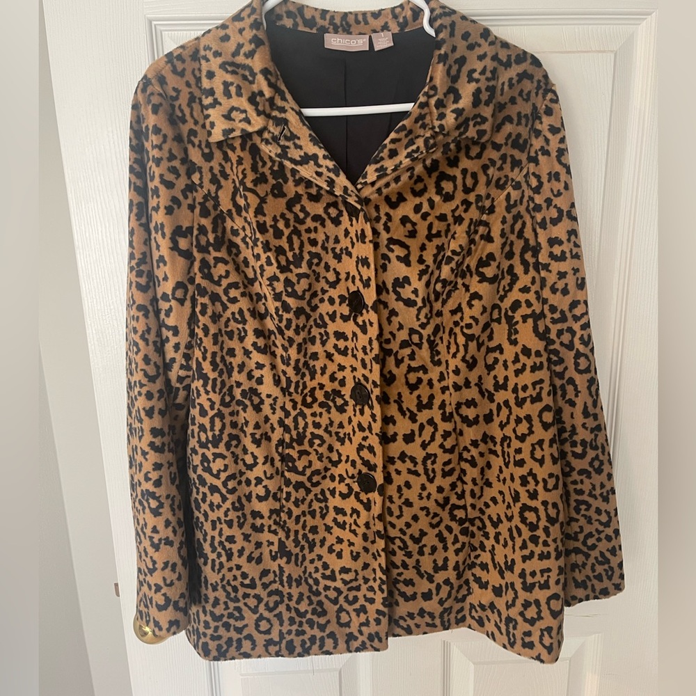 Chicos faux fur leopard print jacket